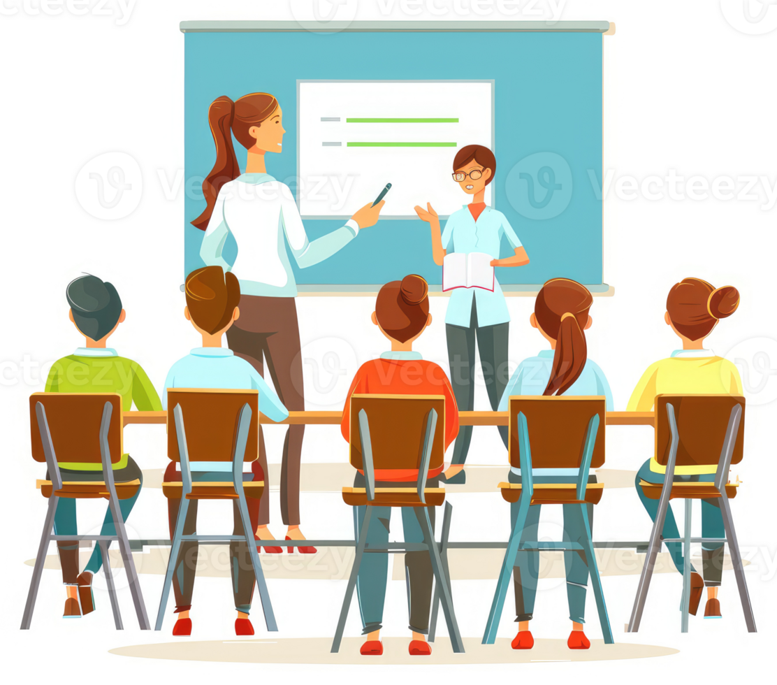 A presentation to a group of attentive students. png