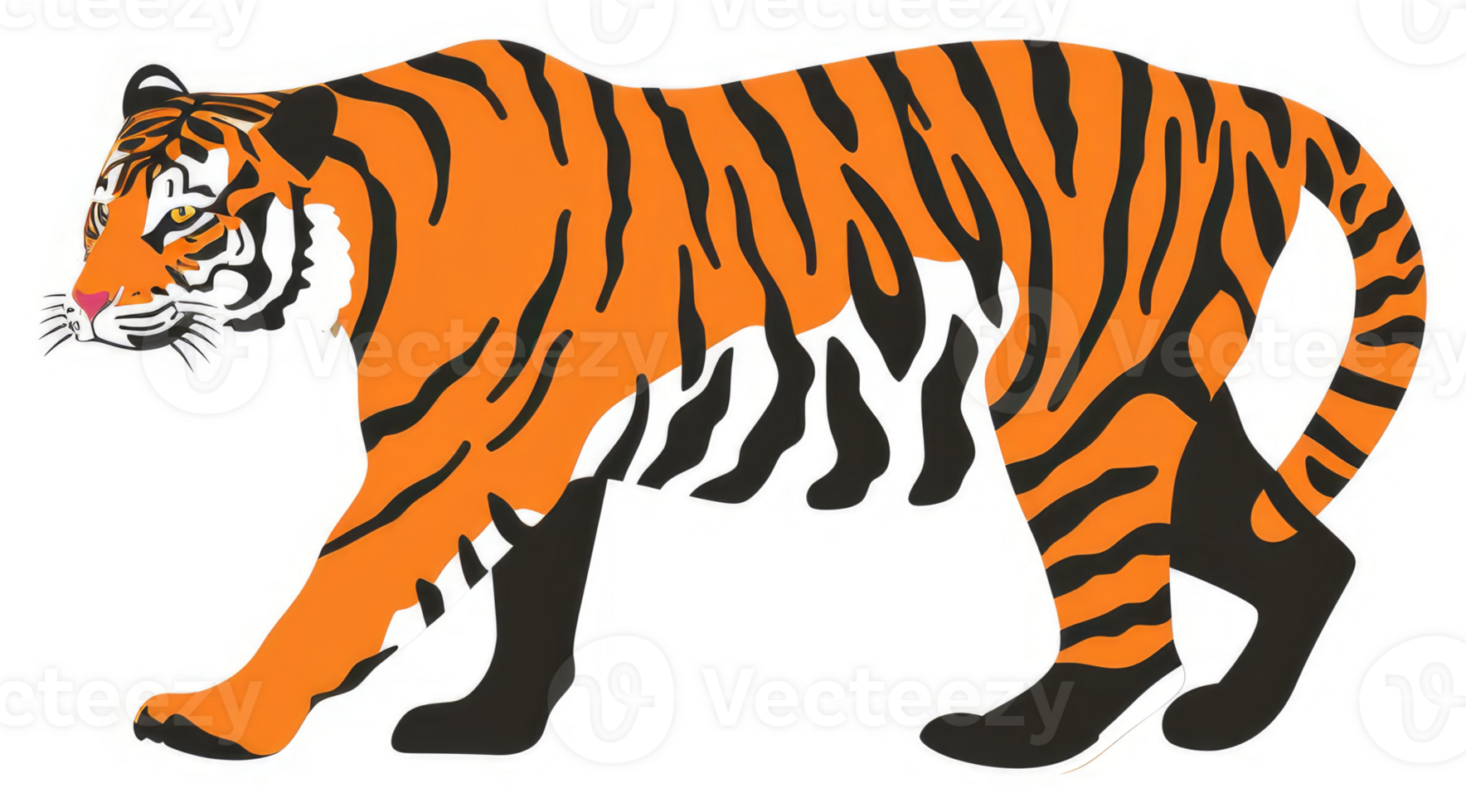 A stylized illustration of a tiger in profile view. png