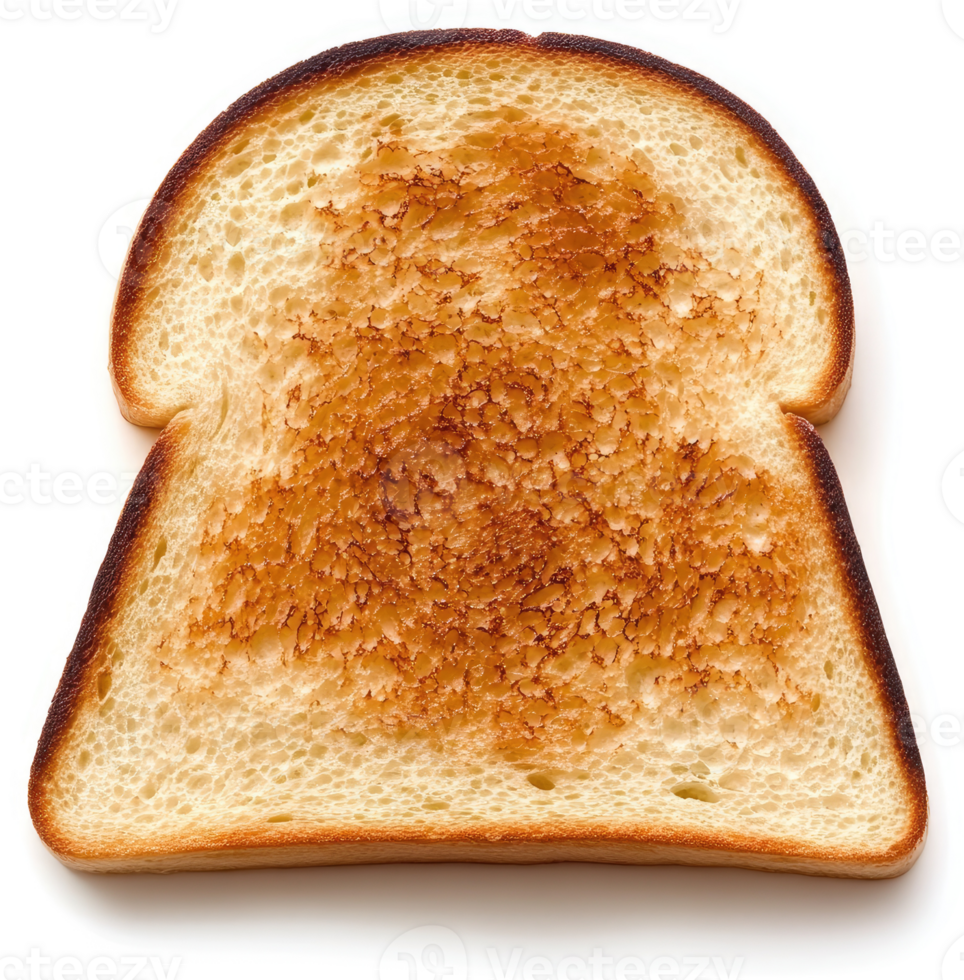 A close-up view of a single slice of perfectly toasted bread. png