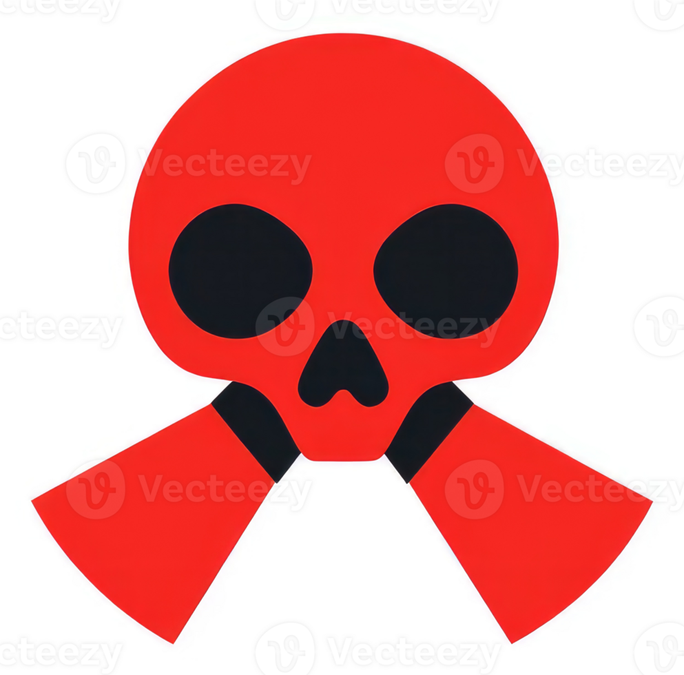 Red skull and crossed respirators symbol of danger. png