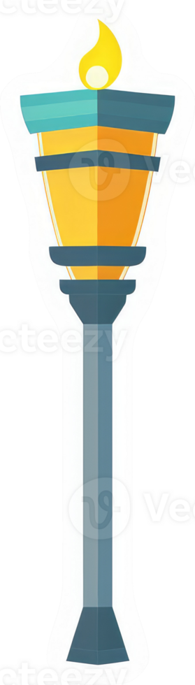 An illustration of a stylized torch with a flame. png