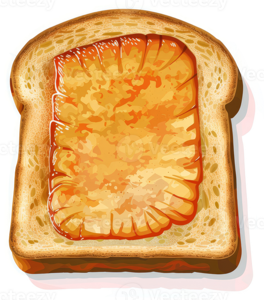 A slice of toasted bread with a spread of golden-orange jam. png