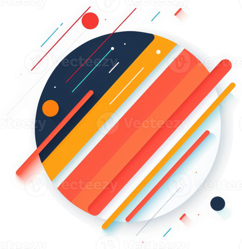 A vibrant abstract design featuring layered circles, lines, and colors. png