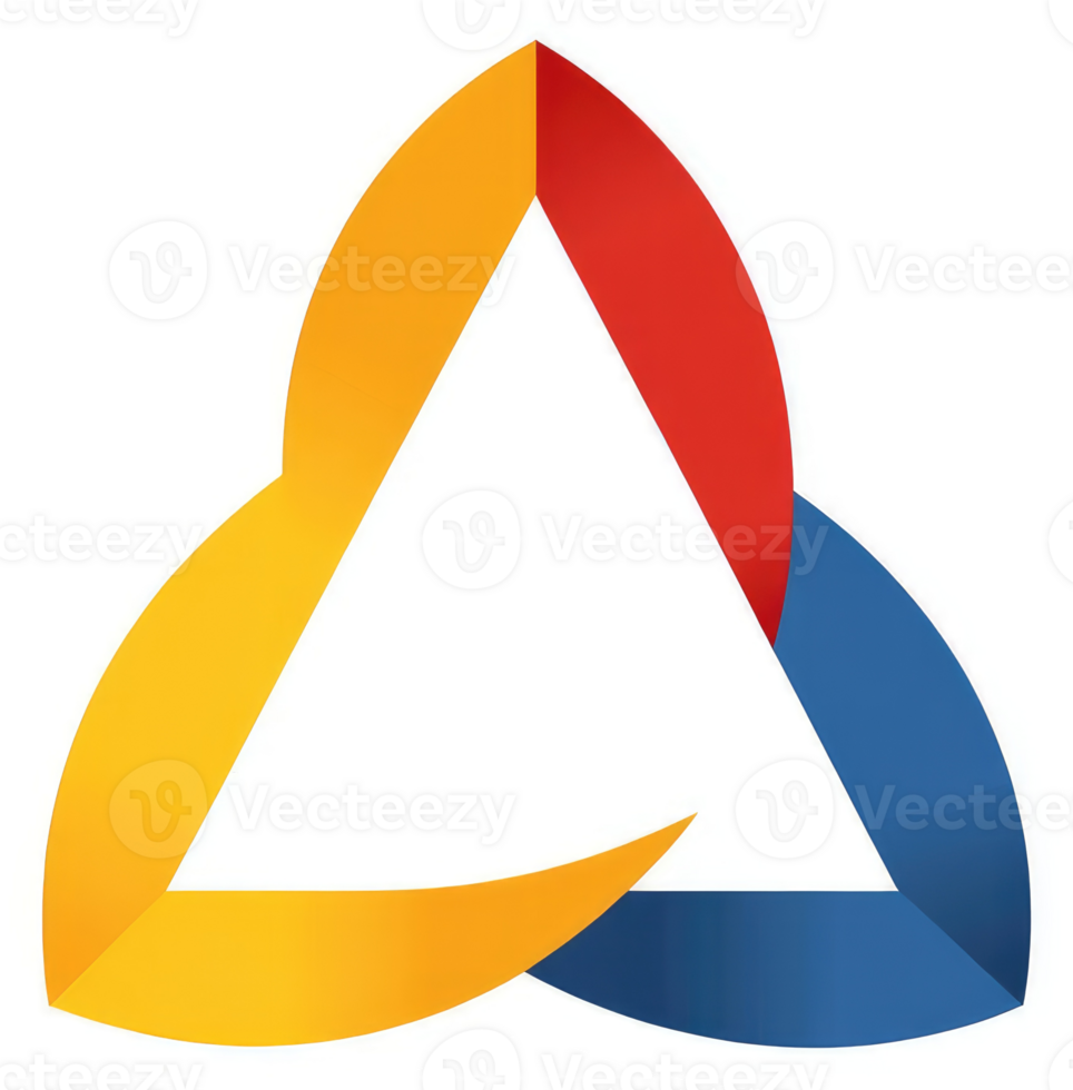 A stylized triangle logo with three overlapping colors. png