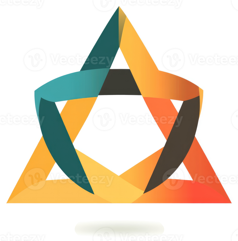 A stylized, multi-colored starburst design composed of interwoven triangles. png