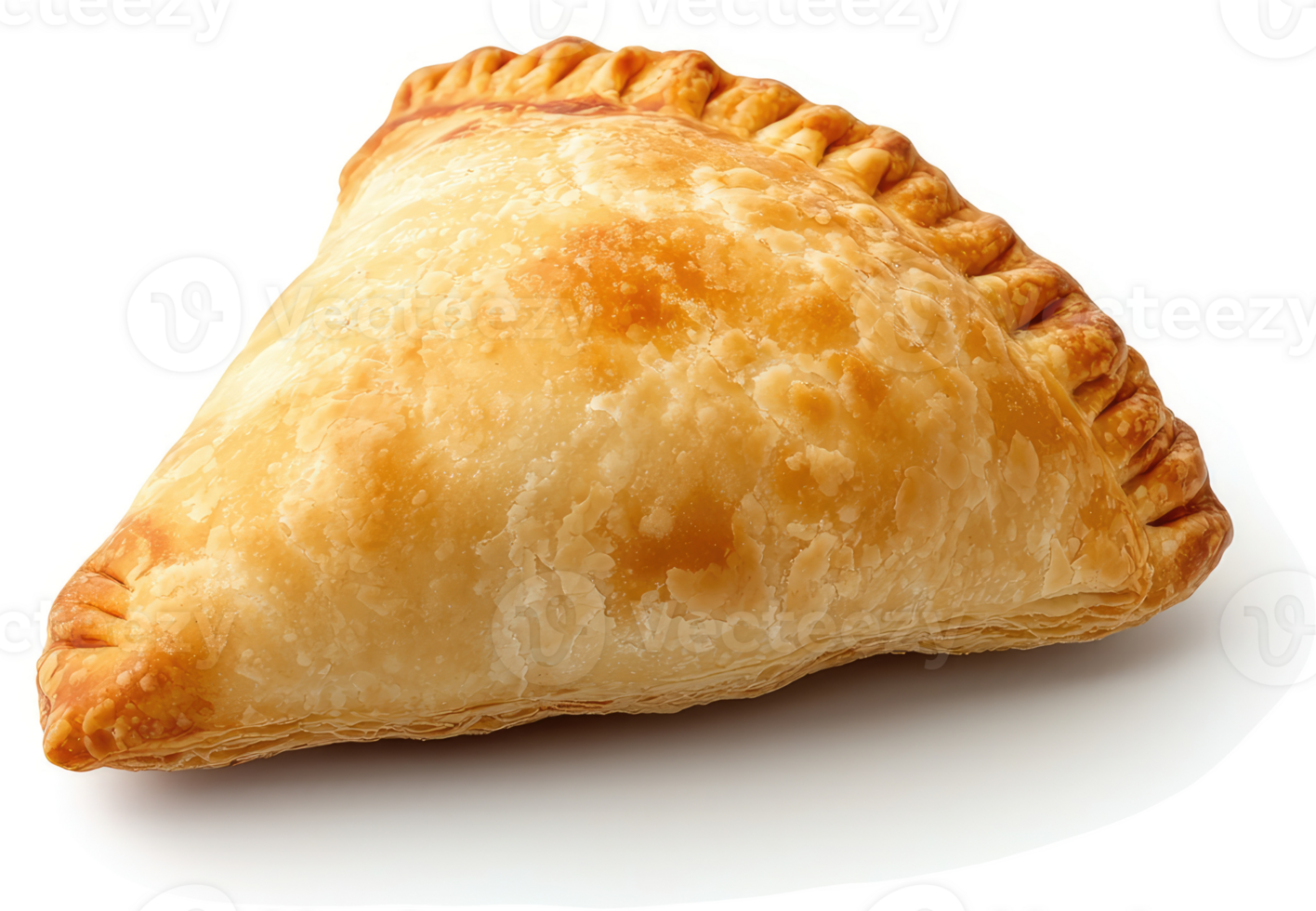 A golden brown, triangular pastry filled with savory ingredients. png