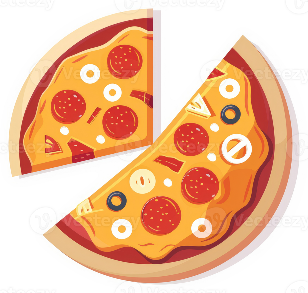 A delicious pizza with pepperoni, olives, and other toppings. png