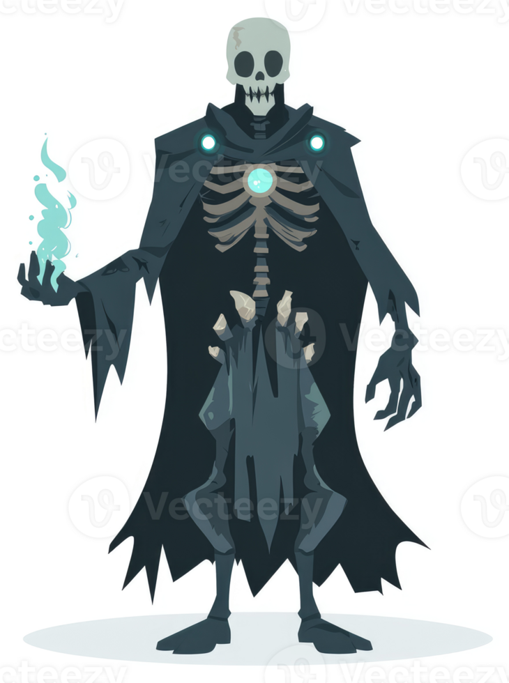A skeletal sorcerer wielding ethereal energy. png
