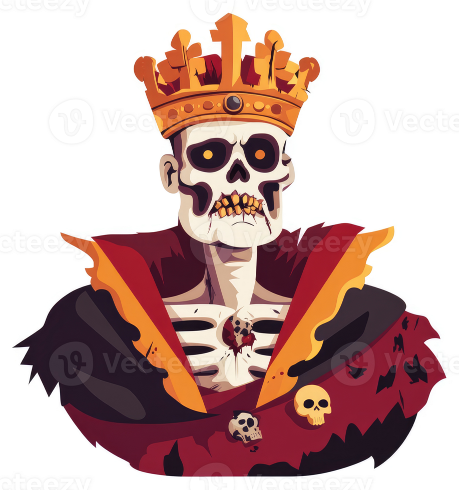 A regal, decaying king with a crown of gold. png