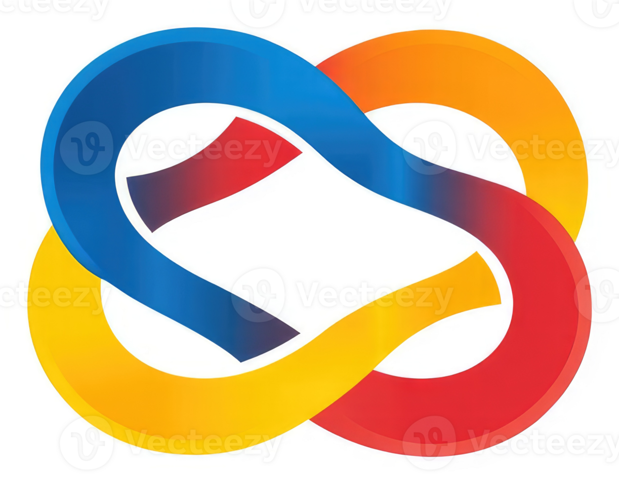 A colorful, intertwined infinity symbol design, representing connection and unity. png