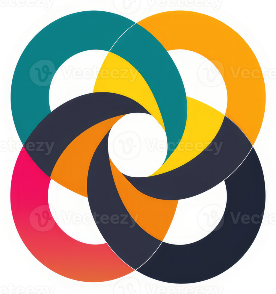 A vibrant, colorful design of interlocking circles showcasing a harmonious blend of various hues. png