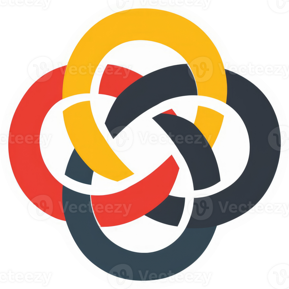 A colorful interlocking circles design representing unity and collaboration. png