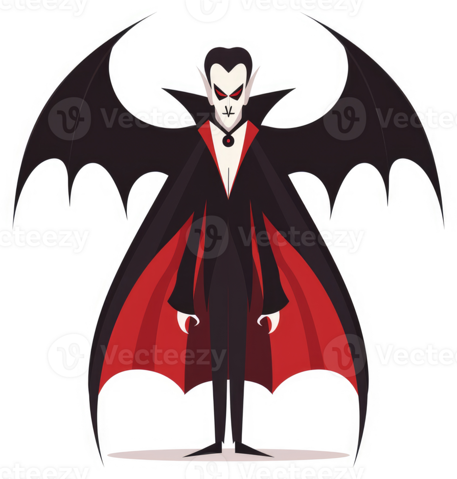 A cartoon vampire in classic gothic attire. png
