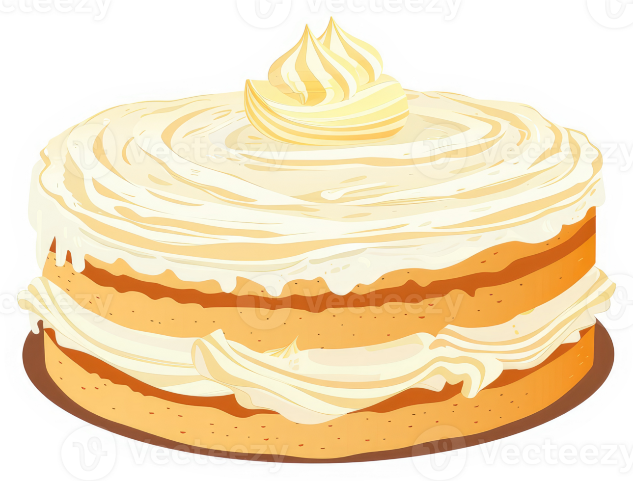 A delectable layered cake adorned with creamy frosting. png