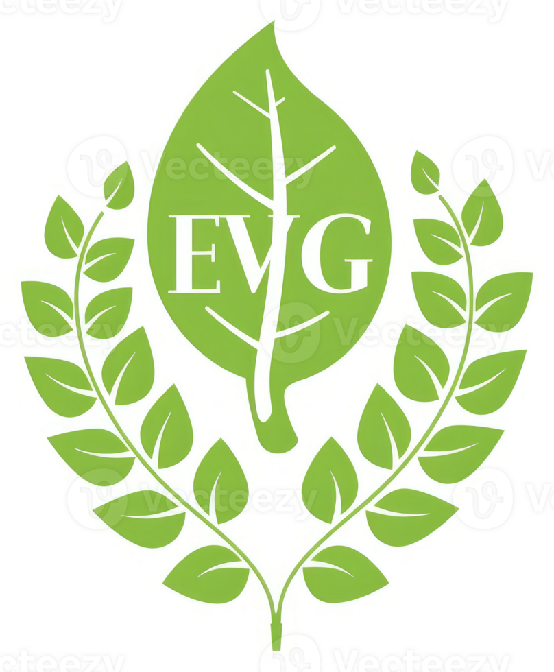 Evg logo, featuring a leaf and laurel wreath. png