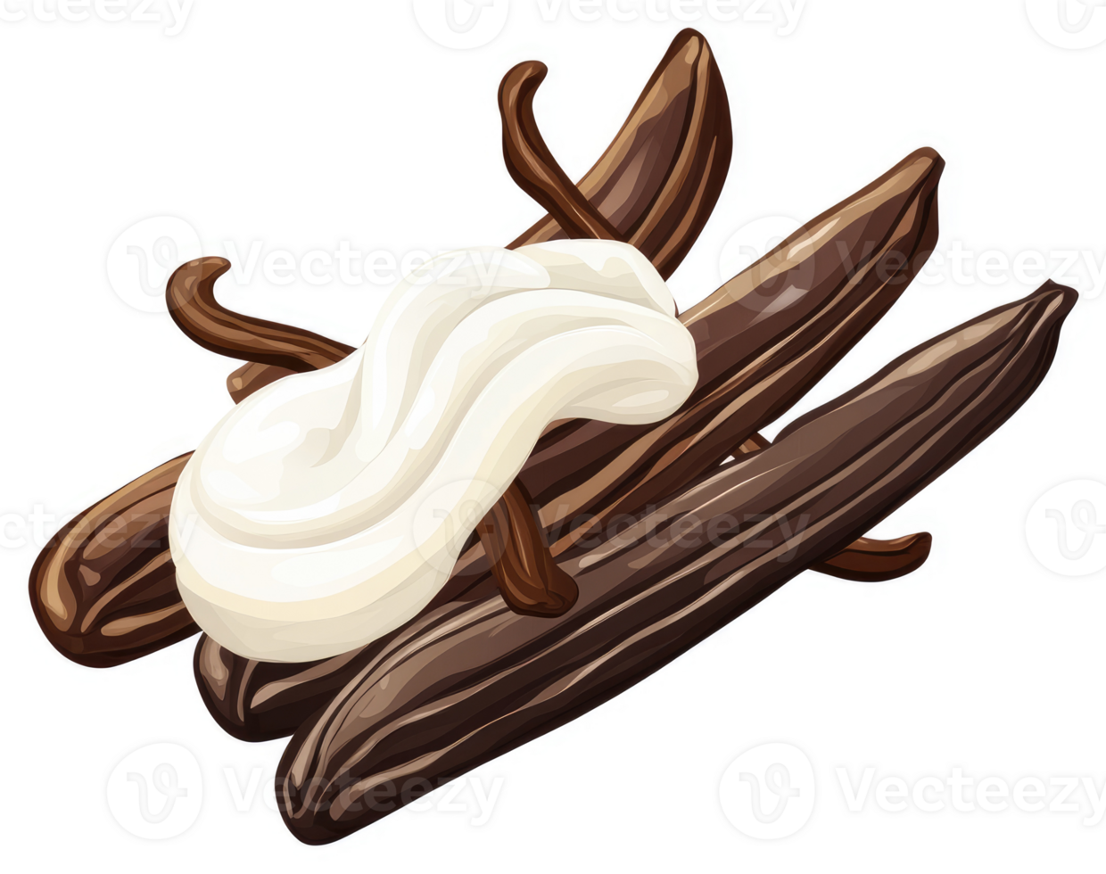 Vanilla pods with a creamy topping. png