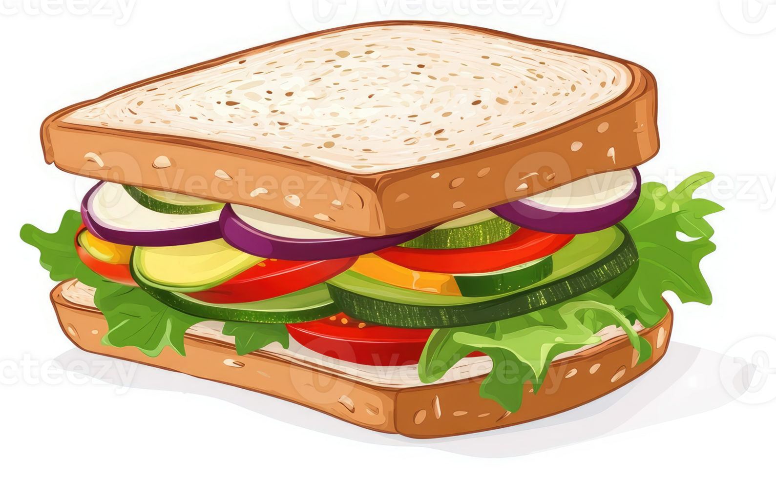 sandwich様4点おまとめページ A colorful vegetarian sandwich with sliced vegetables