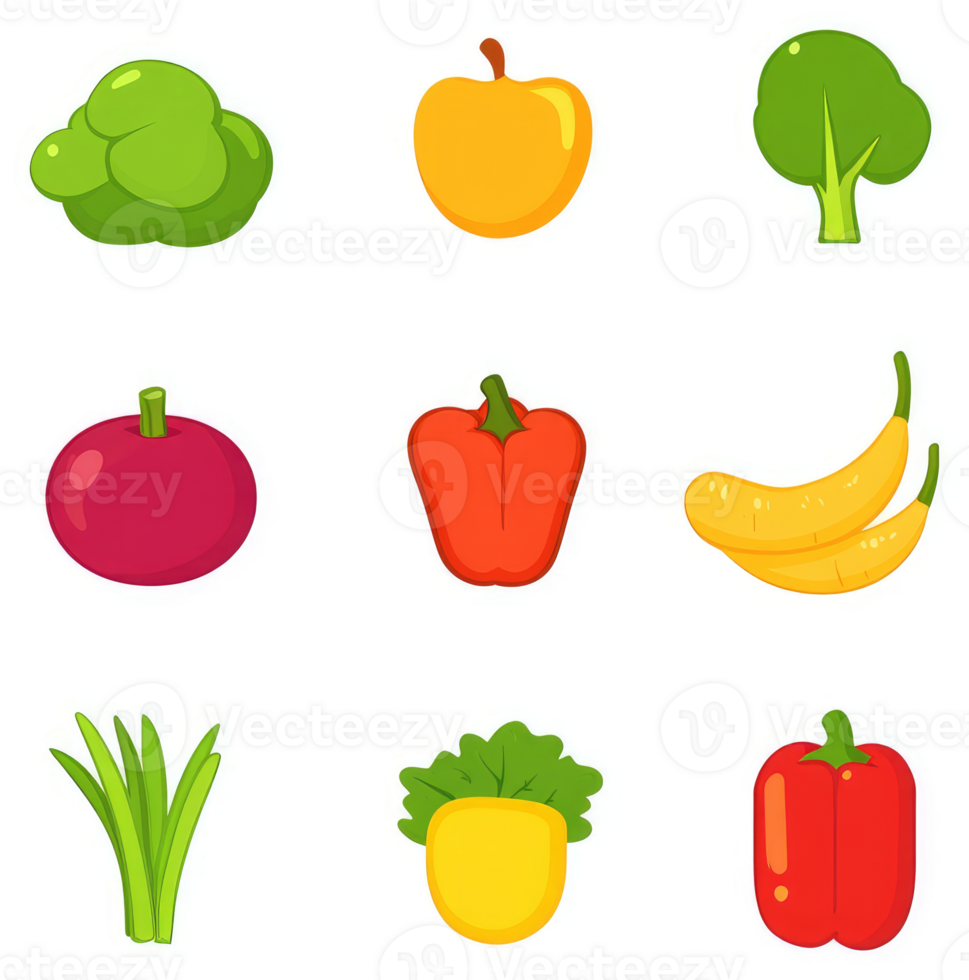 A colorful assortment of fruits and vegetables. png