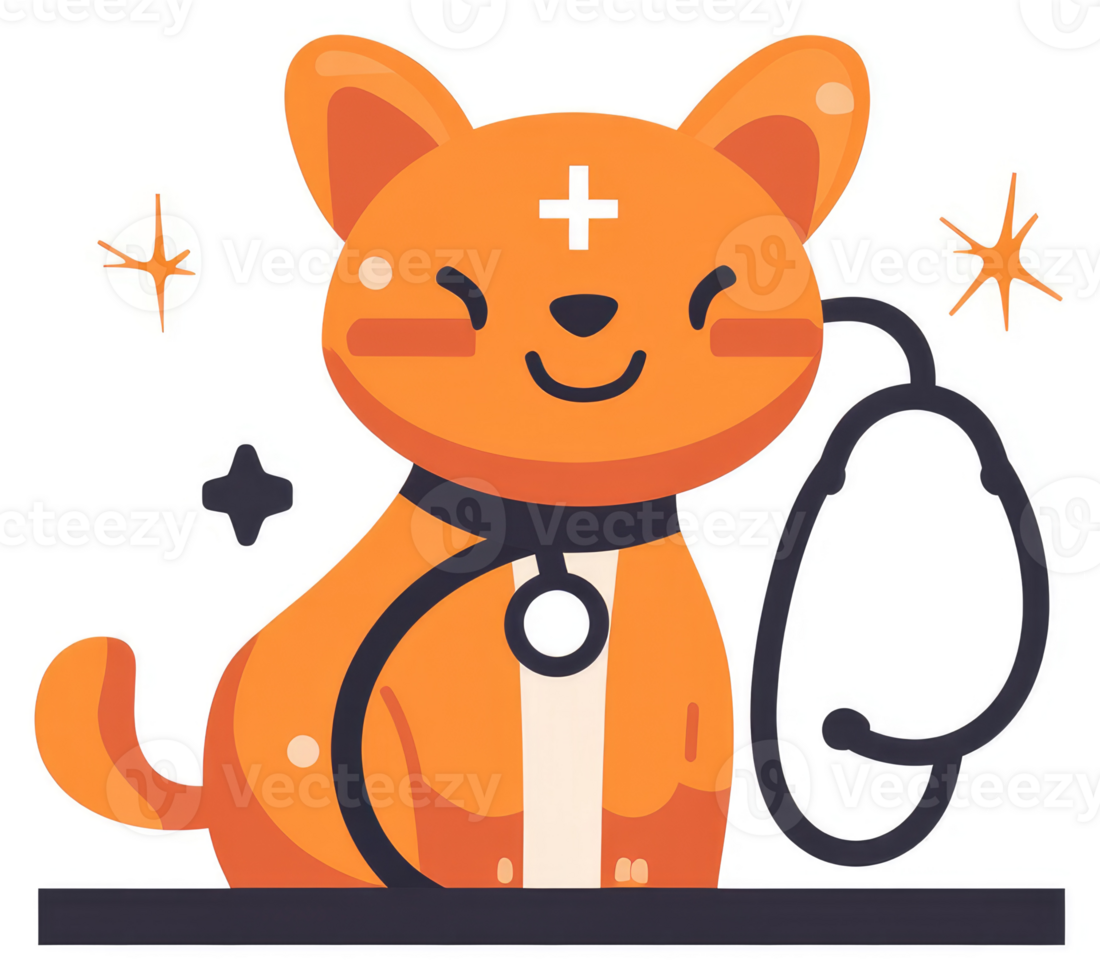 A cheerful cartoon dog wearing a stethoscope, ready for a checkup. png