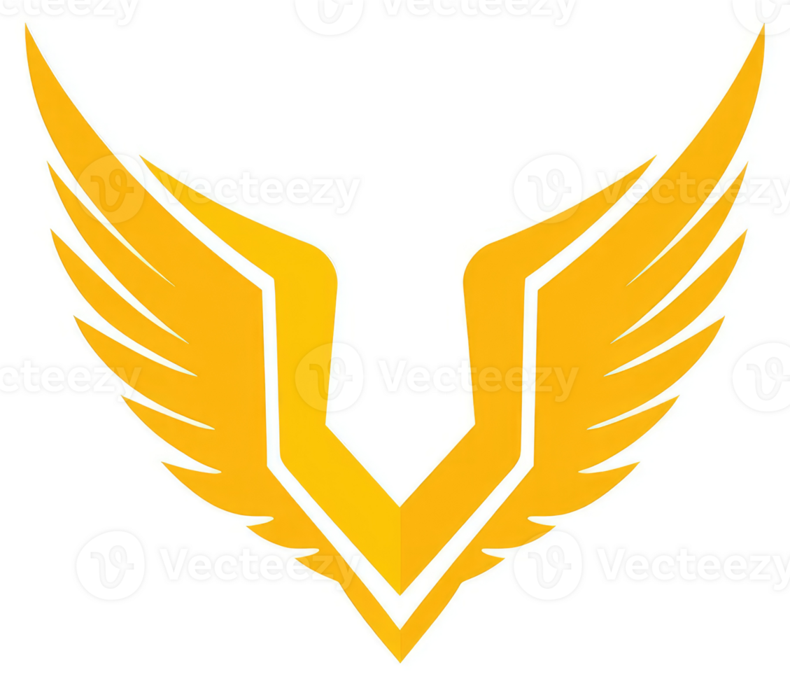 A stylized, golden v-shaped emblem with outstretched wings. png