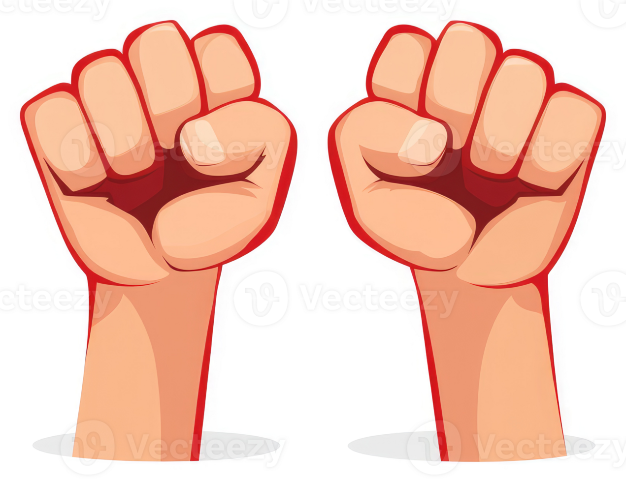Two clenched fists raised in a powerful gesture of unity. png