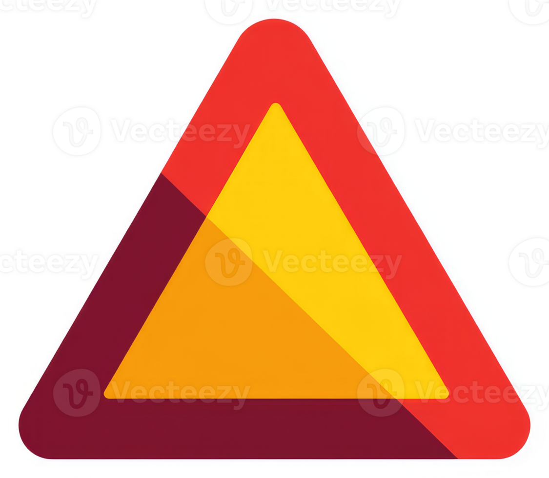 A vibrant warning triangle symbol with layered colors. png