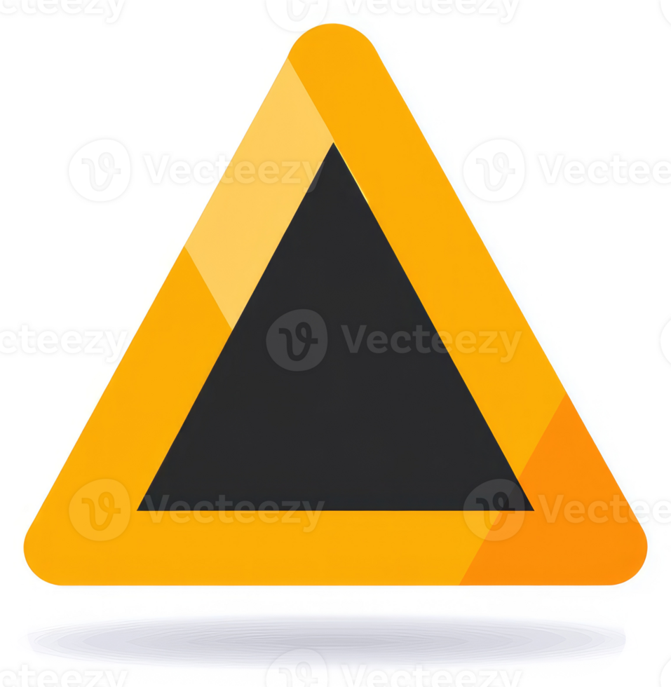 A bright yellow caution triangle with a dark center. png