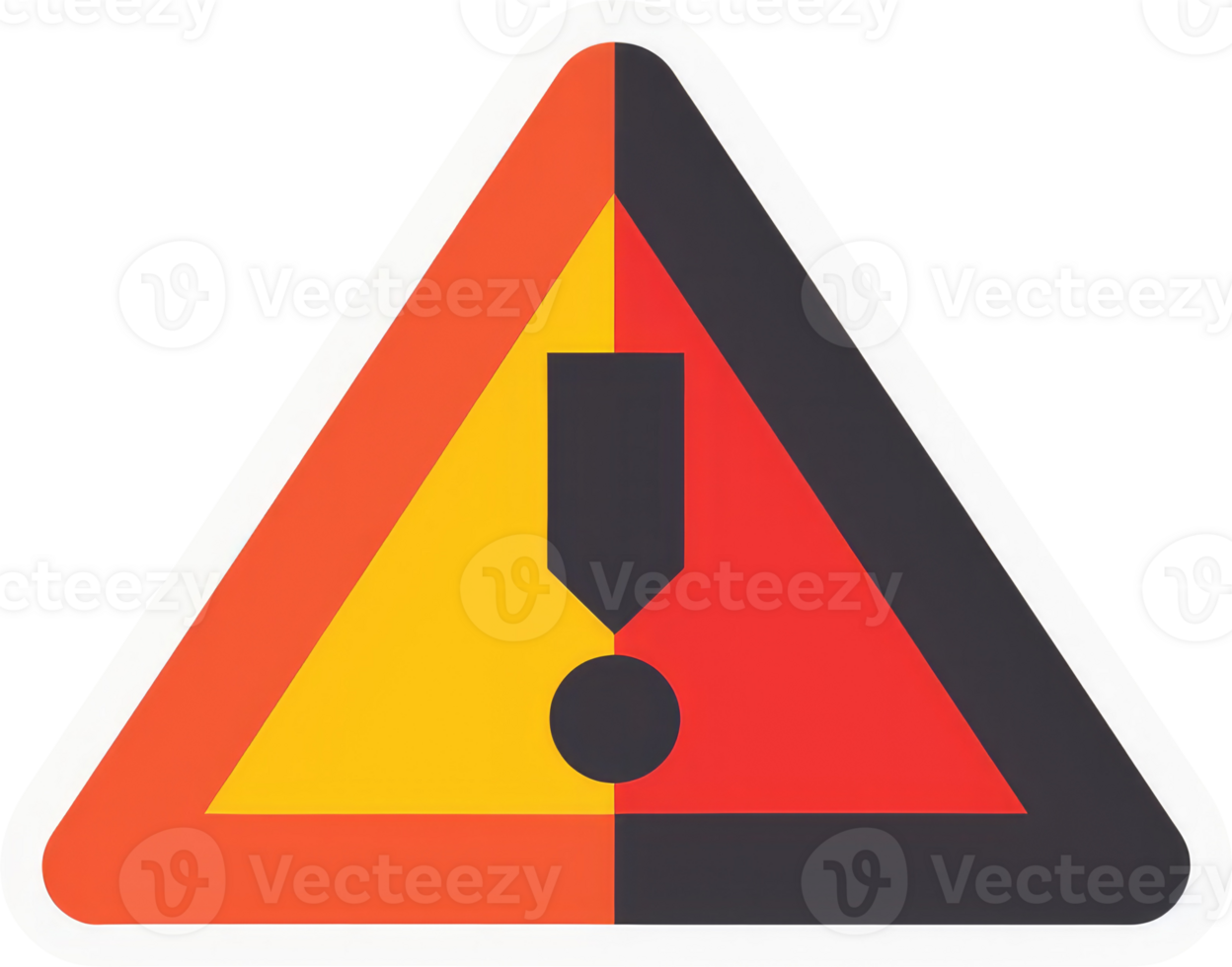 A triangular warning sign with an exclamation point. png