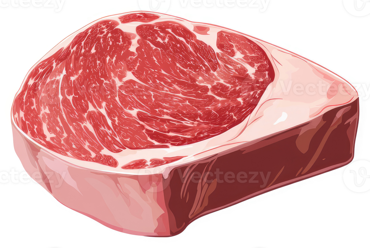 A close-up view of a raw, uncooked steak. png