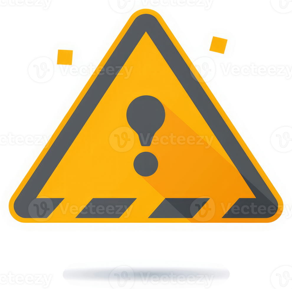 A bright yellow caution triangle with a dark exclamation point, signifying potential danger or risk. png