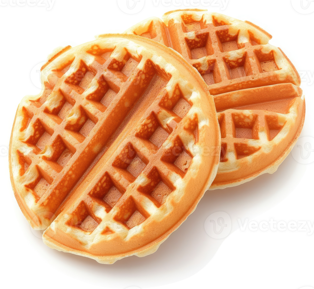Two golden brown waffles, perfect for a delicious breakfast. png