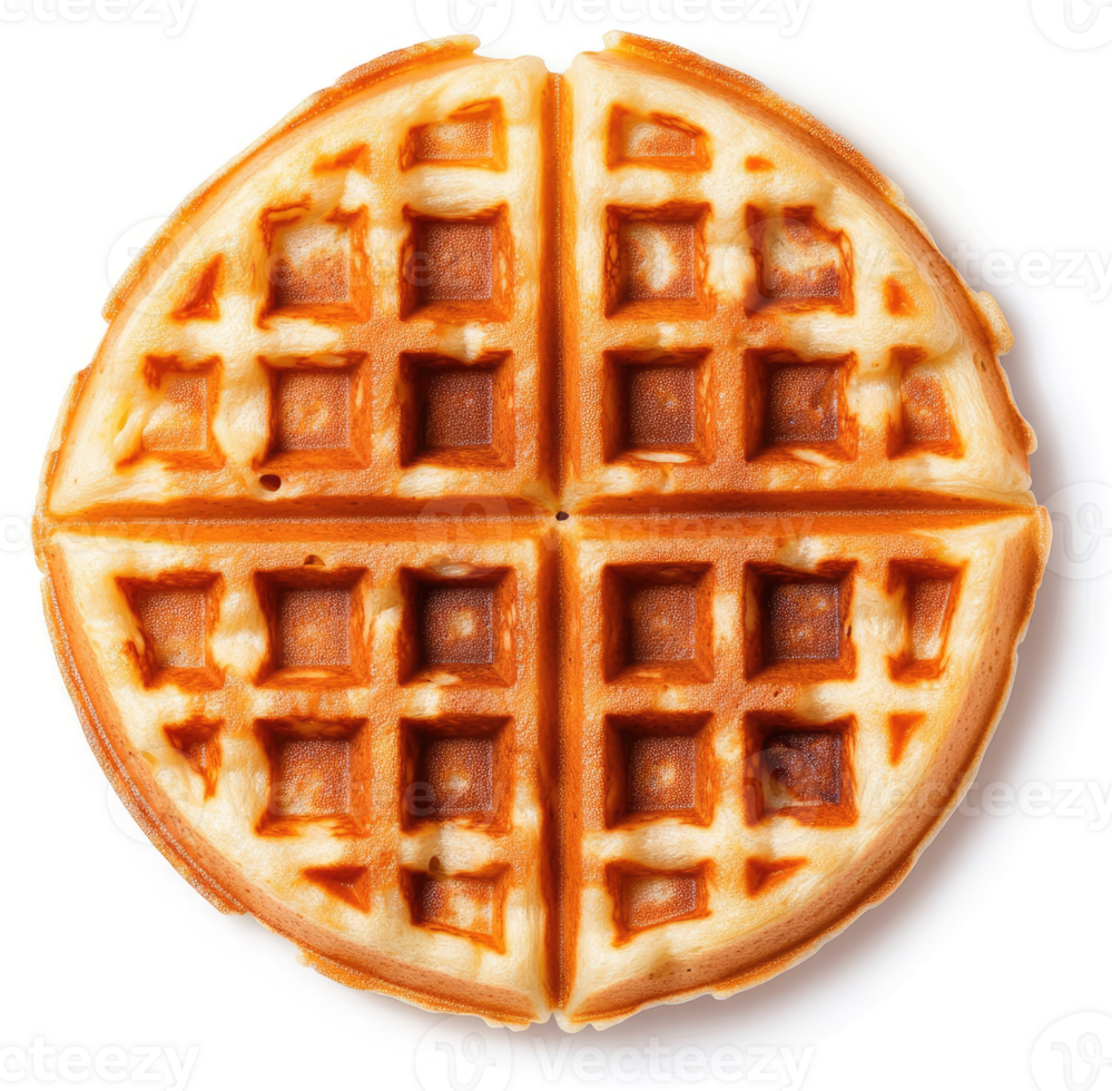 A golden brown, crispy waffle with a grid pattern. png