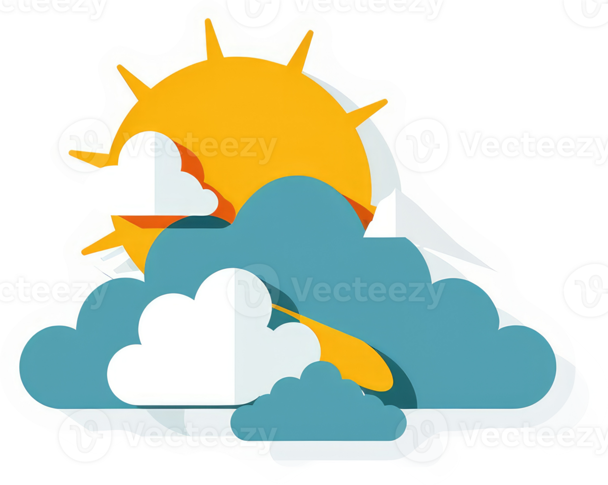 A sunny day with fluffy clouds. png