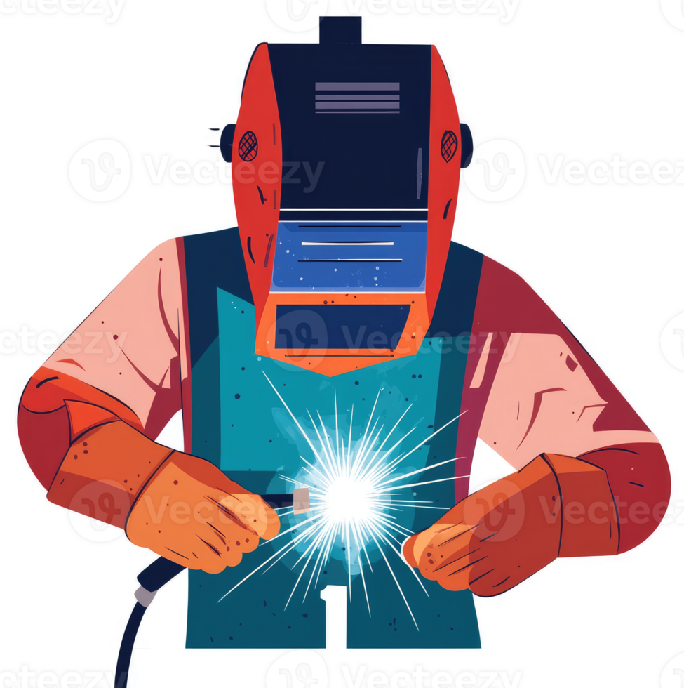 A skilled welder concentrating on a metal welding process. png