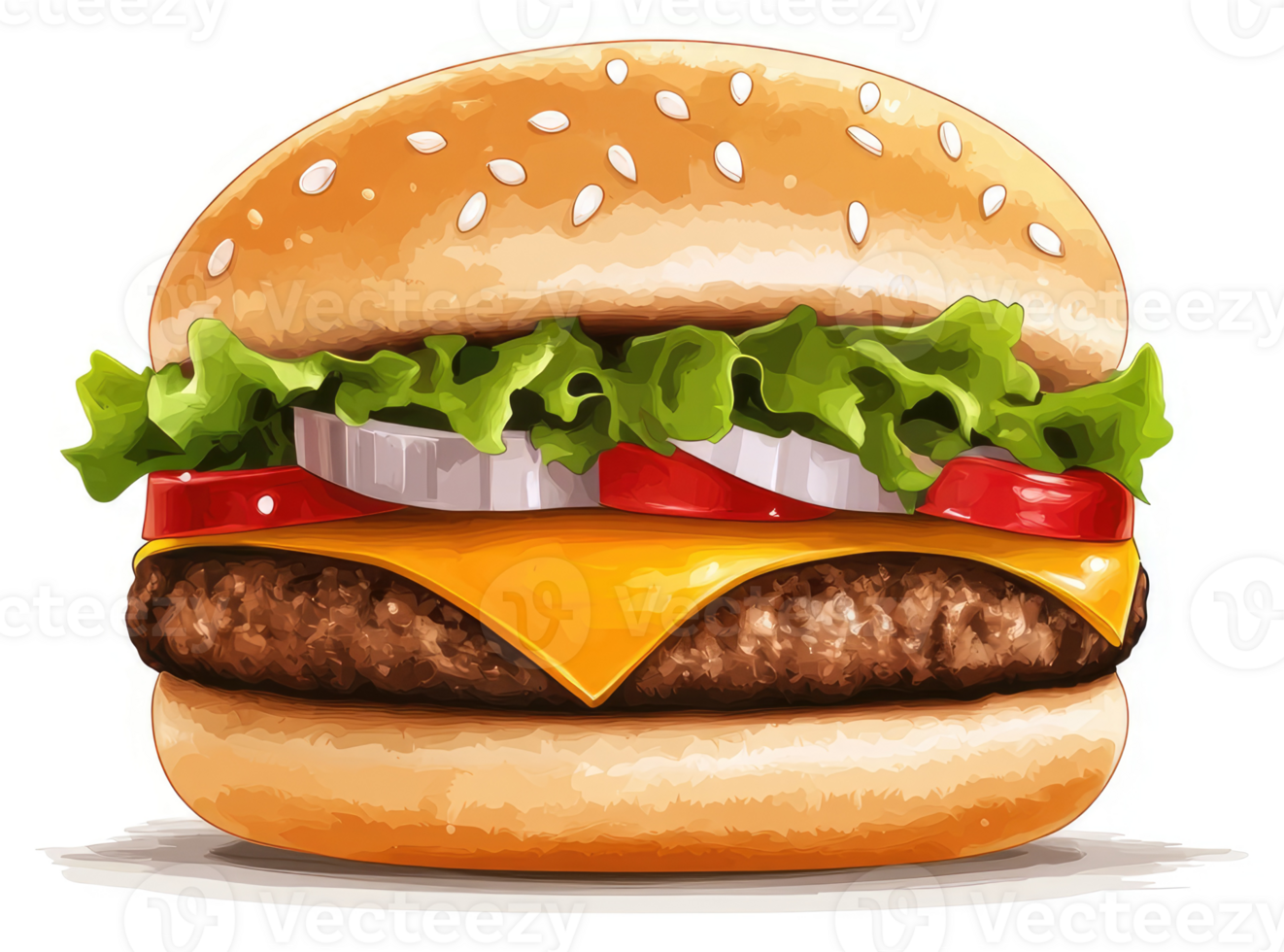 A delicious, savory, and mouthwatering cheeseburger. png