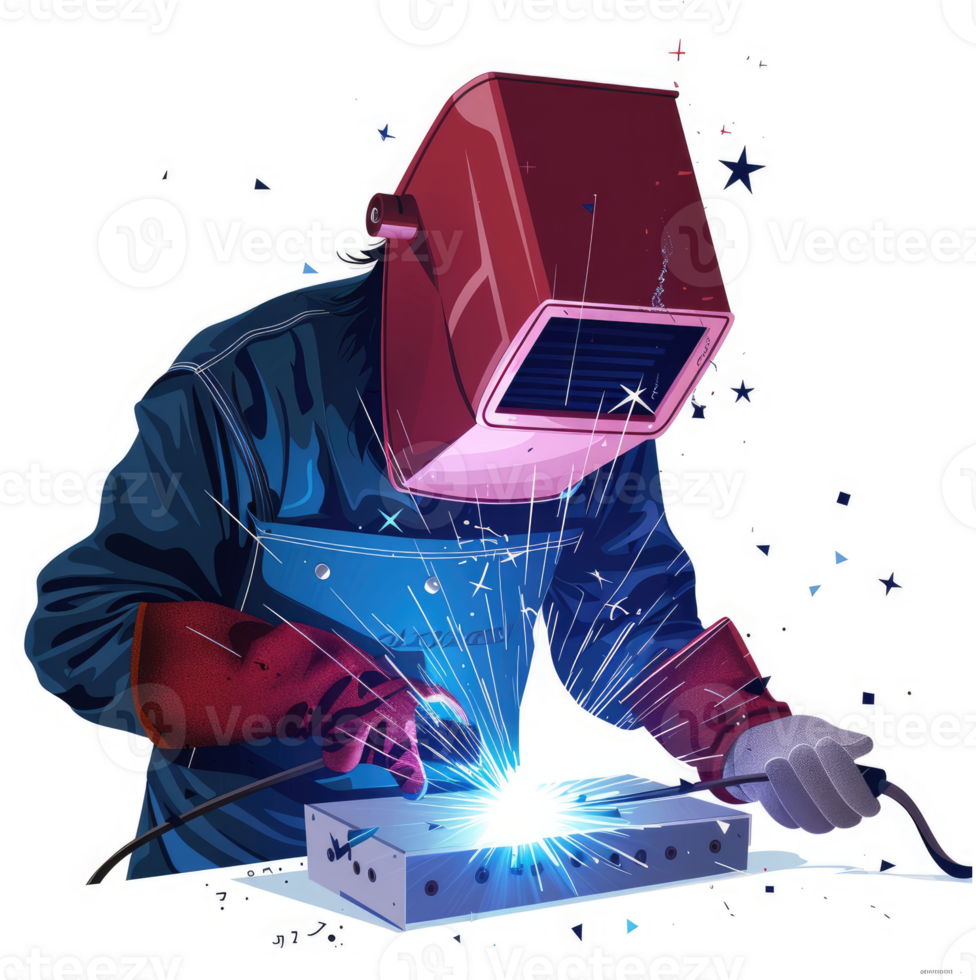 Skilled welder working on metal fabrication project. png