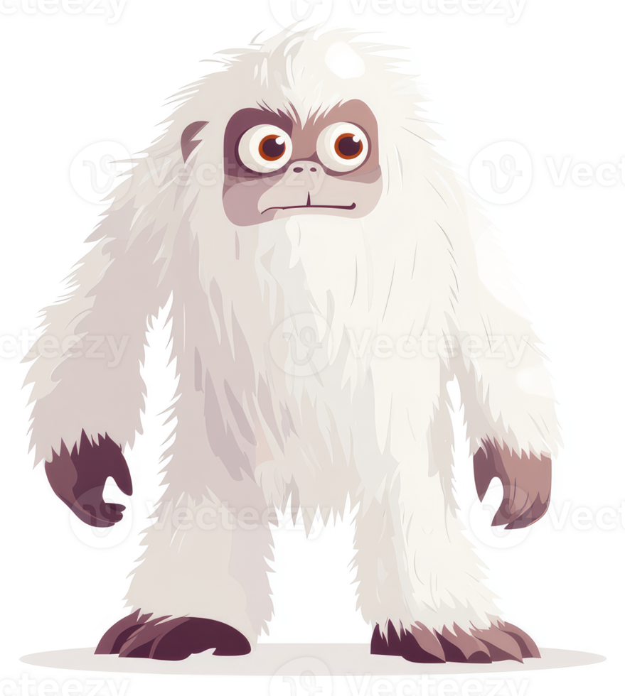 A cartoon depiction of a yeti with a serious expression. png