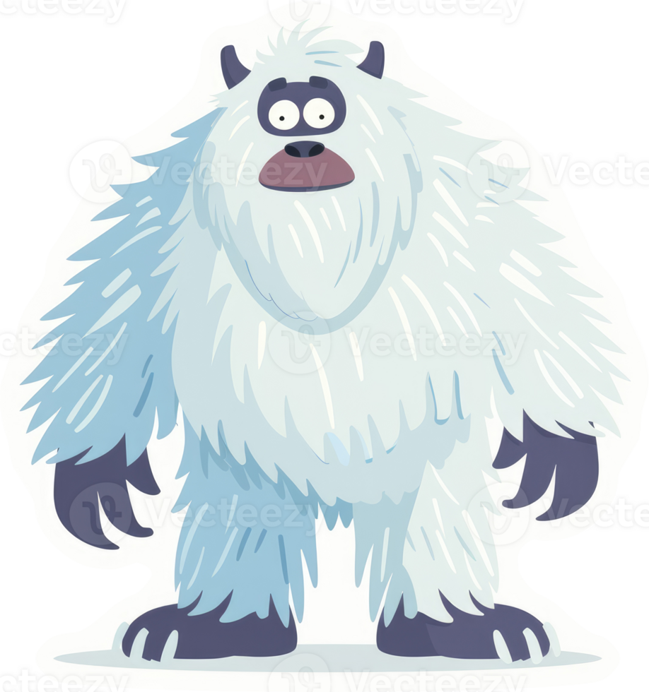 A cartoon depiction of a surprised yeti. png