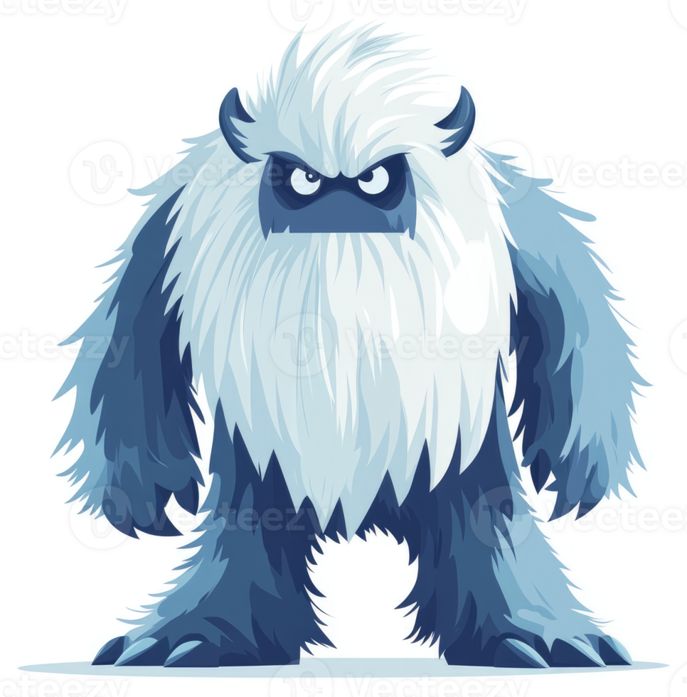 A ferocious and fluffy yeti stands tall. png