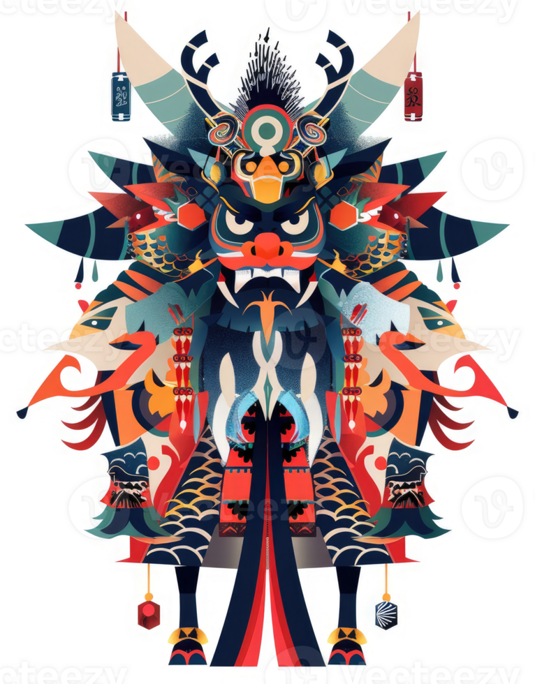 A vibrant, stylized depiction of a mythical creature, possibly a Japanese oni or dragon. png