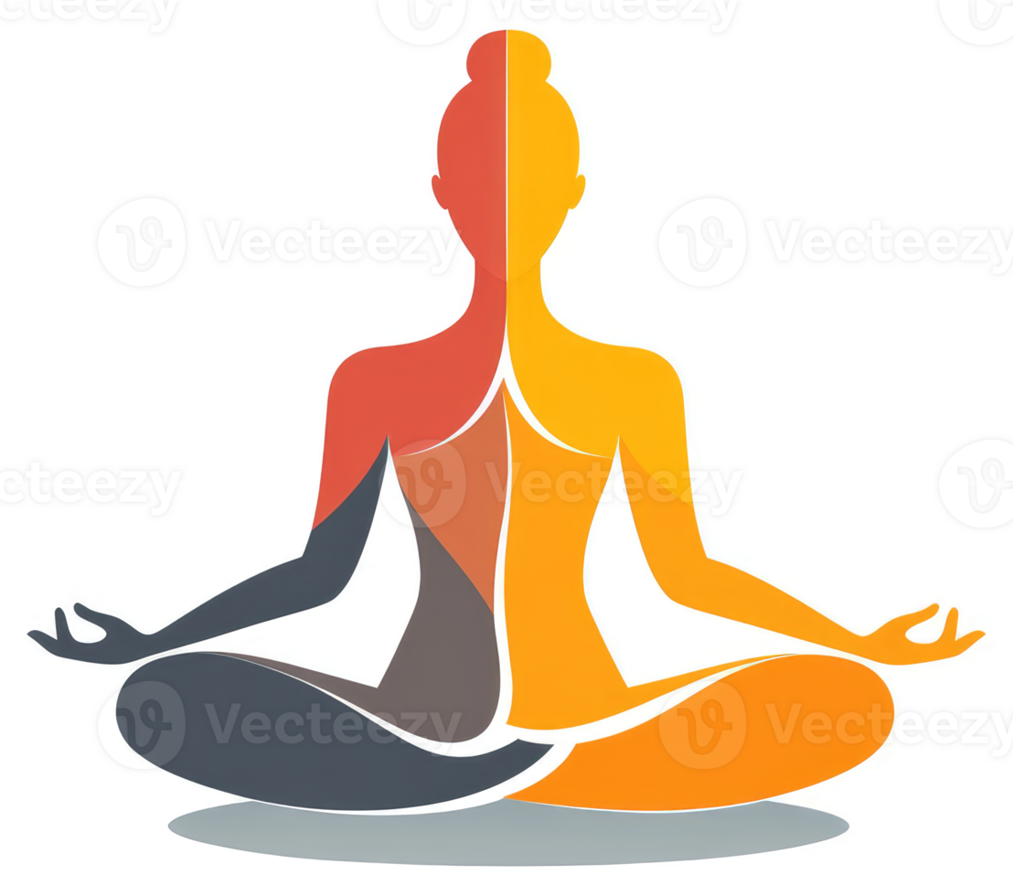 Colorful abstract yoga pose illustration. png