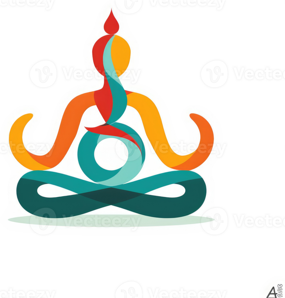 A vibrant abstract representation of a person in a meditative pose. png