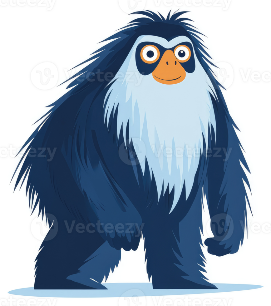 A furry, blue, cartoonish creature with large eyes and a smile. png