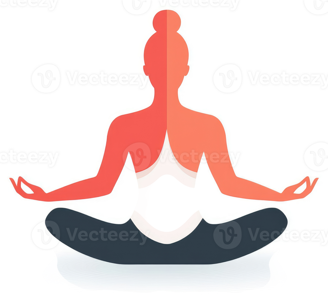 A stylized illustration of a woman practicing yoga in a peaceful seated pose. png