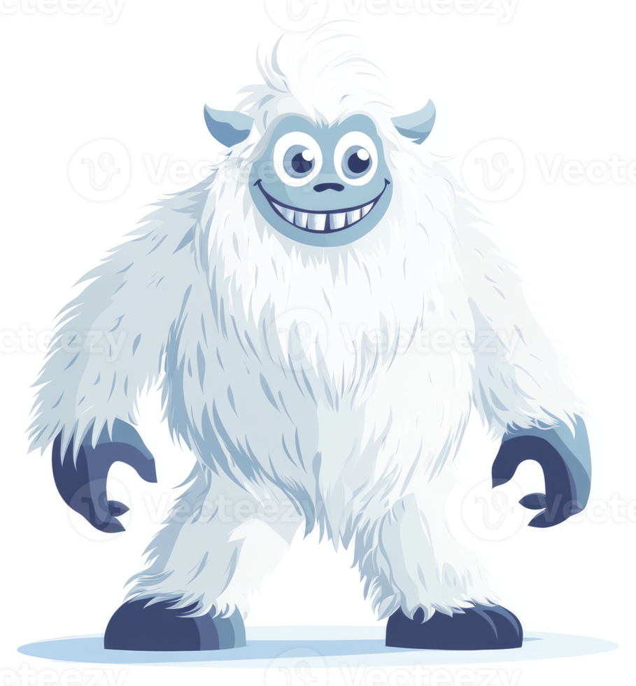 A cheerful and furry yeti character, grinning widely. png