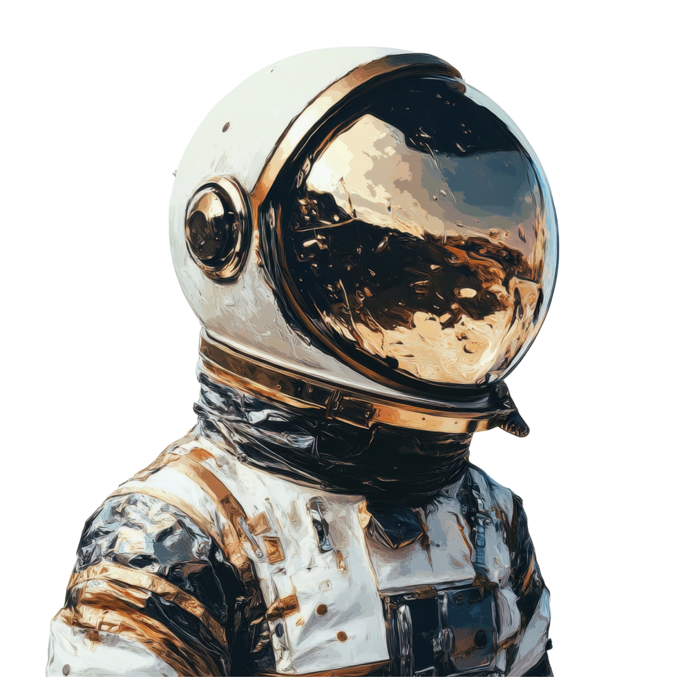 Close-up view of an astronaut's spacesuit and helmet. png