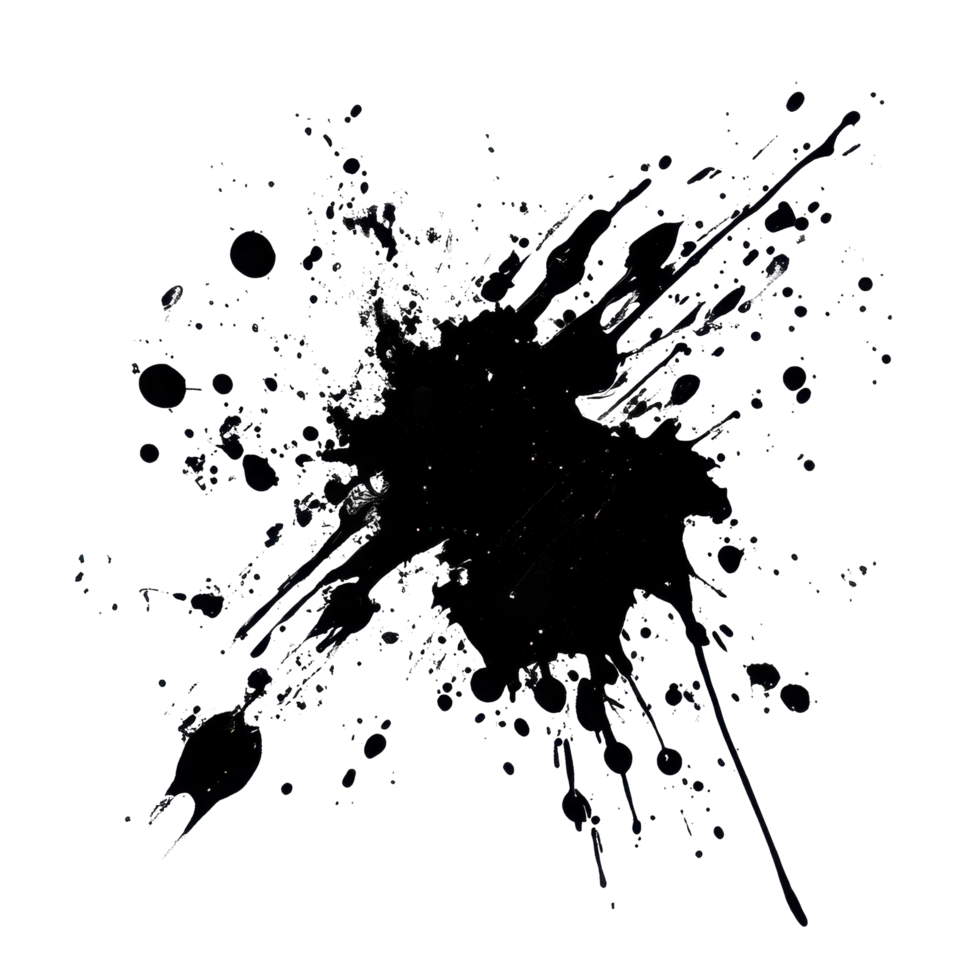 Abstract explosion of dark, splatter patterns. png