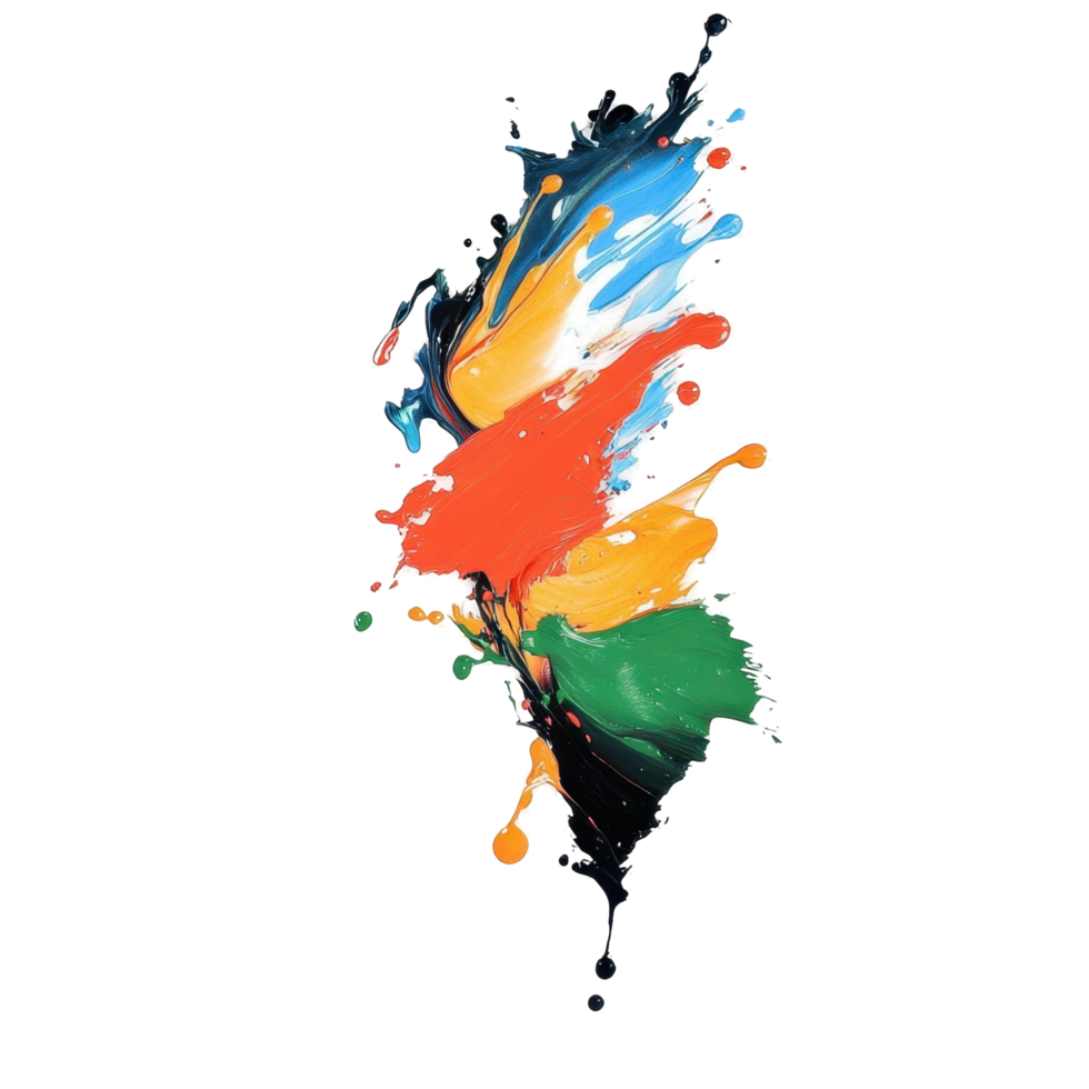 Vibrant abstract composition of dynamic color splashes. png