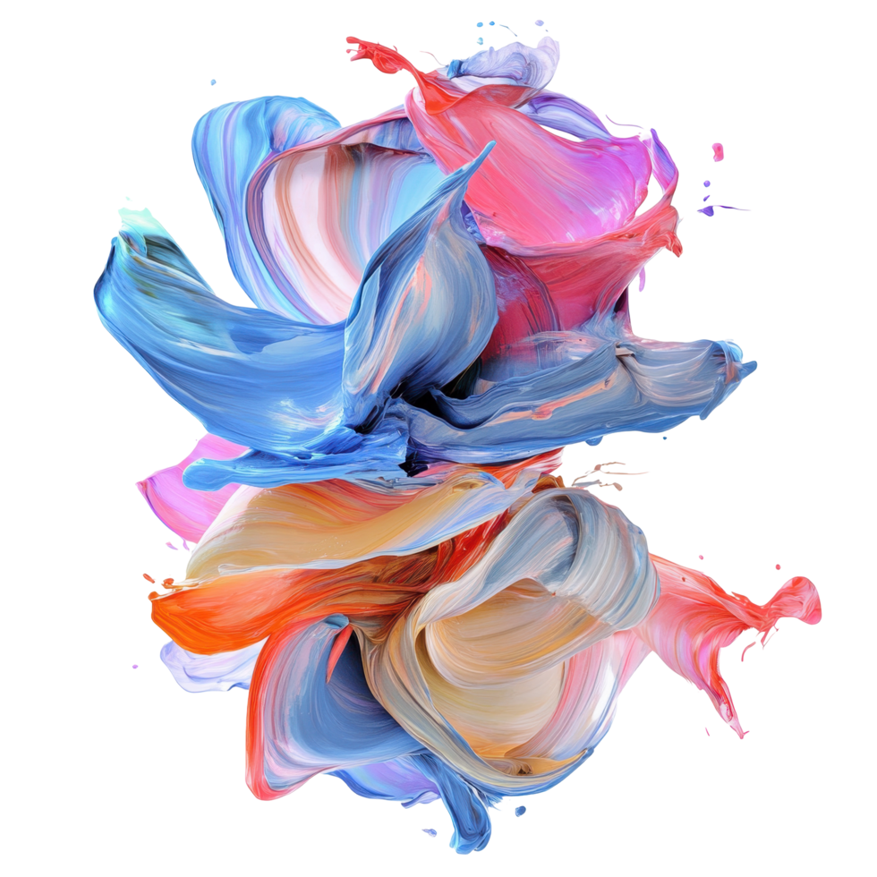 Vibrant, abstract paint swirls in a dynamic composition. png