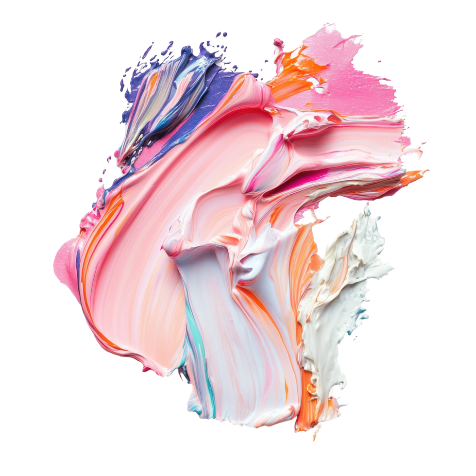Vibrant paint strokes create a dynamic abstract art piece. png